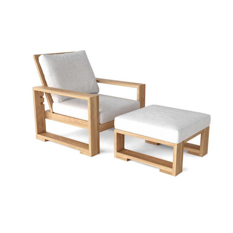 Rosecliff Heights Lochlan Deep Seating Teak Recliner Patio Chair with